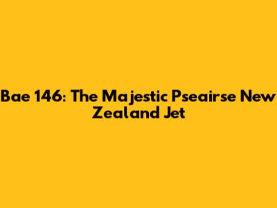 Bae 146: The Majestic Pseairse New Zealand Jet