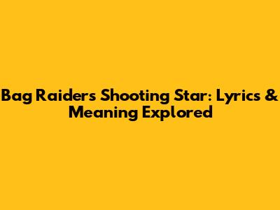 Bag Raiders' Shooting Star: Lyrics & Meaning Explored