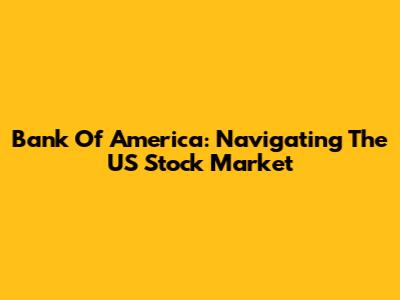 Bank Of America: Navigating The US Stock Market