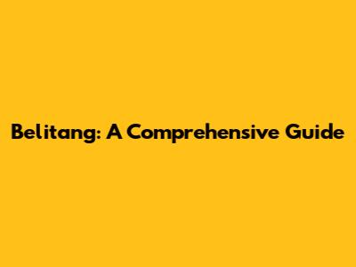 Belitang: A Comprehensive Guide