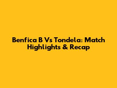 Benfica B Vs Tondela: Match Highlights & Recap