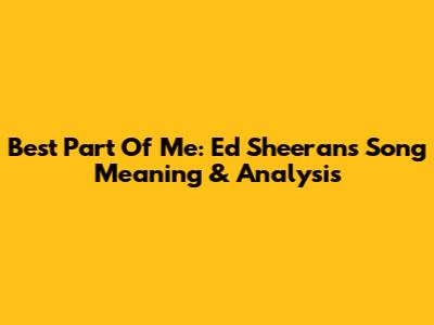 Best Part Of Me: Ed Sheeran's Song Meaning & Analysis