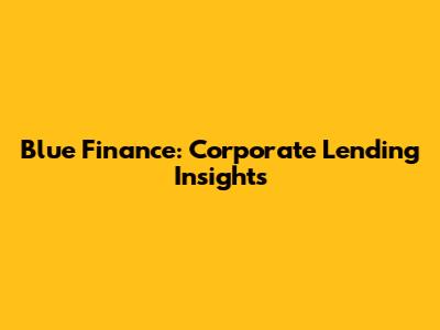 Blue Finance: Corporate Lending Insights