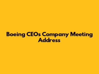 Boeing CEO's Company Meeting Address