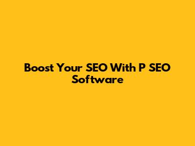 Boost Your SEO With P SEO Software