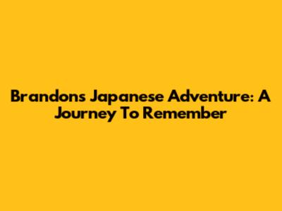 Brandon's Japanese Adventure: A Journey To Remember