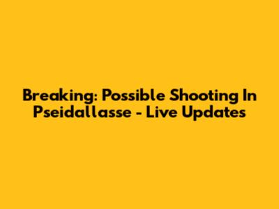 Breaking: Possible Shooting In Pseidallasse - Live Updates