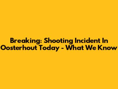 Breaking: Shooting Incident In Oosterhout Today - What We Know