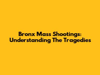 Bronx Mass Shootings: Understanding The Tragedies