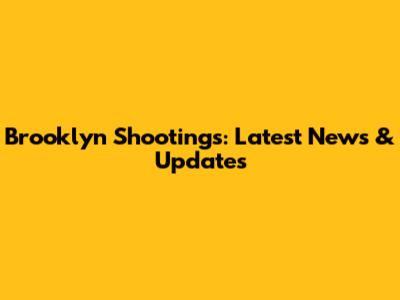 Brooklyn Shootings: Latest News & Updates