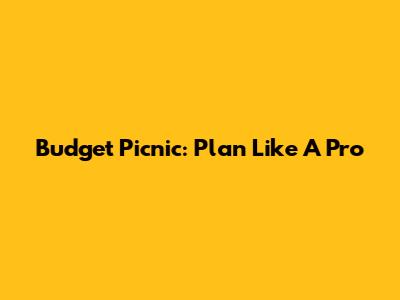 Budget Picnic: Plan Like A Pro