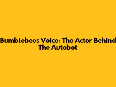 Bumblebee's Voice: The Actor Behind The Autobot