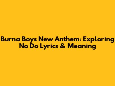 Burna Boy's New Anthem: Exploring 'No Do' Lyrics & Meaning