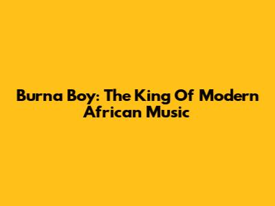 Burna Boy: The King Of Modern African Music