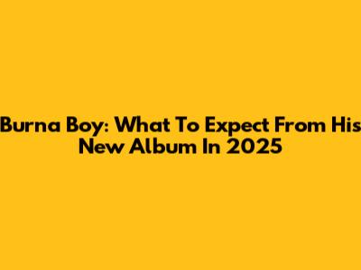 Burna Boy: What To Expect From His New Album In 2025