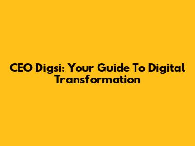 CEO Digsi: Your Guide To Digital Transformation