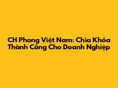 CH Phong Việt Nam: Chìa Khóa Thành Công Cho Doanh Nghiệp