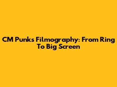 CM Punk's Filmography: From Ring To Big Screen
