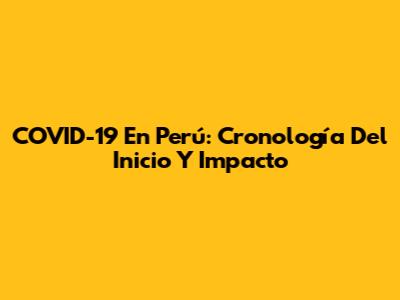 COVID-19 En Perú: Cronología Del Inicio Y Impacto