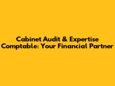 Cabinet Audit & Expertise Comptable: Your Financial Partner