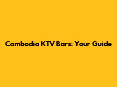 Cambodia KTV Bars: Your Guide