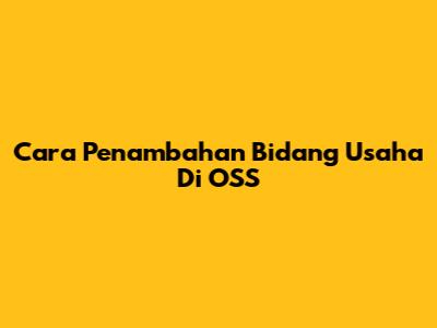 Cara Penambahan Bidang Usaha Di OSS