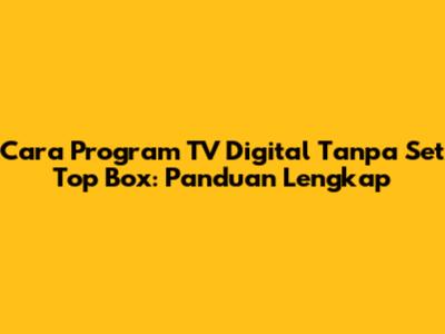Cara Program TV Digital Tanpa Set Top Box: Panduan Lengkap