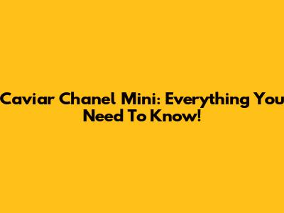 Caviar Chanel Mini: Everything You Need To Know!
