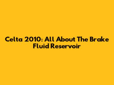 Celta 2010: All About The Brake Fluid Reservoir