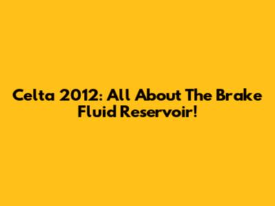 Celta 2012: All About The Brake Fluid Reservoir!