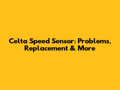 Celta Speed Sensor: Problems, Replacement & More