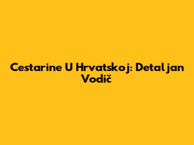 Cestarine U Hrvatskoj: Detaljan Vodič