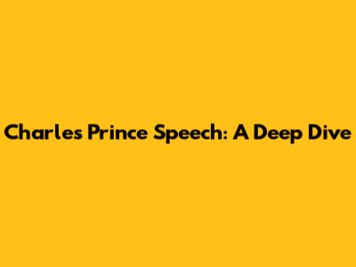 Charles Prince Speech: A Deep Dive