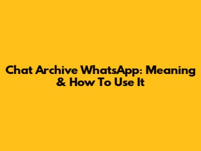Chat Archive WhatsApp: Meaning & How To Use It