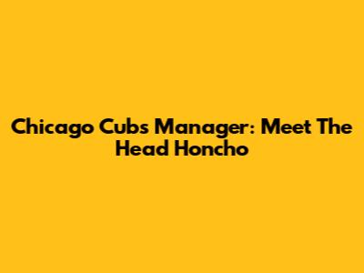 Chicago Cubs Manager: Meet The Head Honcho