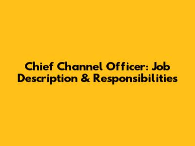 Chief Channel Officer: Job Description & Responsibilities