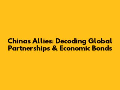 China's Allies: Decoding Global Partnerships & Economic Bonds