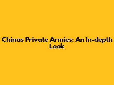 China's Private Armies: An In-depth Look