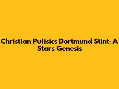 Christian Pulisic's Dortmund Stint: A Star's Genesis