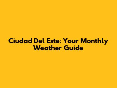 Ciudad Del Este: Your Monthly Weather Guide