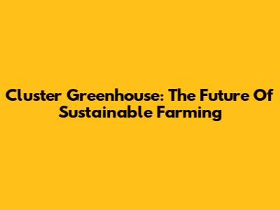 Cluster Greenhouse: The Future Of Sustainable Farming