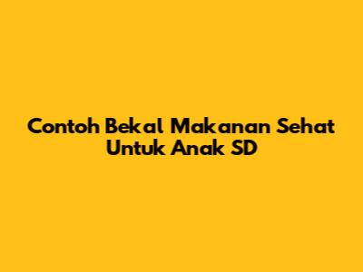 Contoh Bekal Makanan Sehat Untuk Anak SD