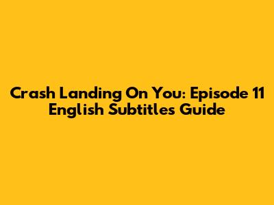 Crash Landing On You: Episode 11 English Subtitles Guide
