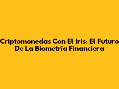 Criptomonedas Con El Iris: El Futuro De La Biometría Financiera