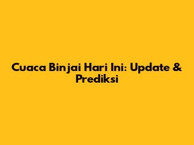 Cuaca Binjai Hari Ini: Update & Prediksi