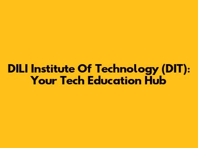 DILI Institute Of Technology (DIT): Your Tech Education Hub