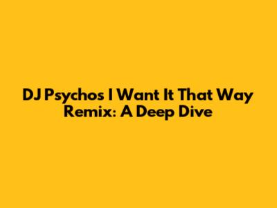 DJ Psycho's "I Want It That Way" Remix: A Deep Dive