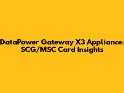 DataPower Gateway X3 Appliance: SCG/MSC Card Insights