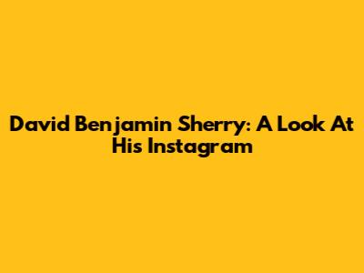 David Benjamin Sherry: A Look At His Instagram