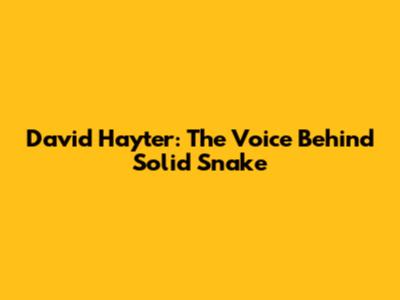 David Hayter: The Voice Behind Solid Snake